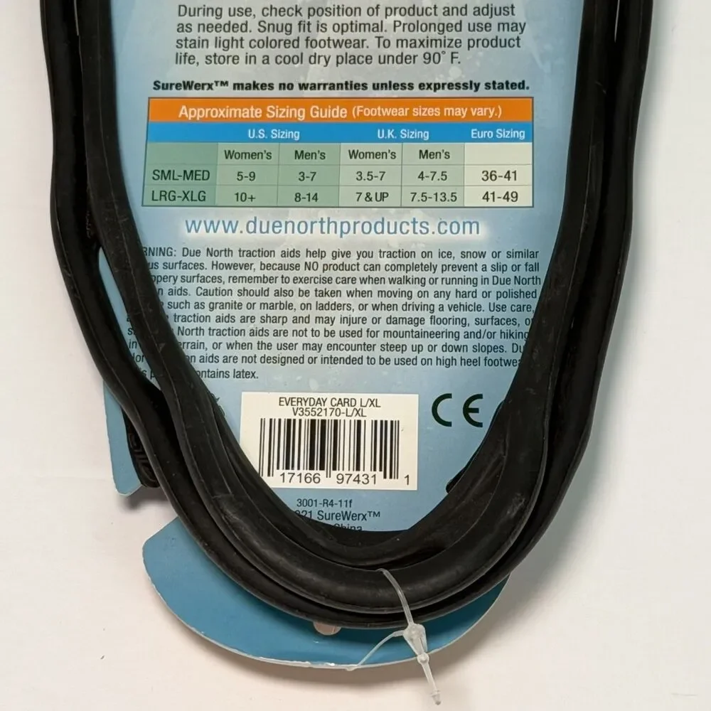 DueNorth Unisex Shoe Traction Aid For Snow and Ice L/XL w/ Spikes NWT
